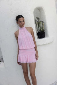 Journi High Neck Mesh Mini Dress
