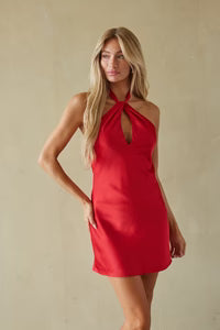 Priscilla Halter Keyhole Mini Dress